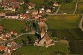  vue aérienne, hunawihr, église fortifiée, vignoble alsacien, haut-rhin, alsace 
